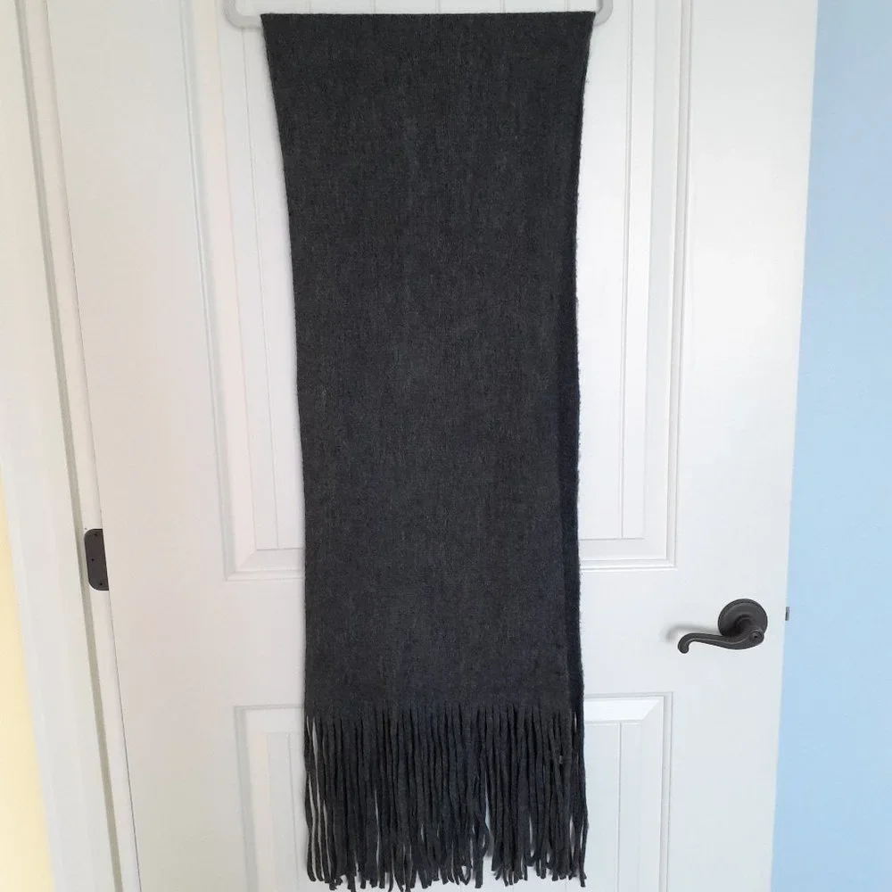 NWT Lucky Brand Solid Brushed Scarf with Fringe in Dark Gray
